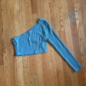SHEIN One Shoulder Crop Top in Teal🩵